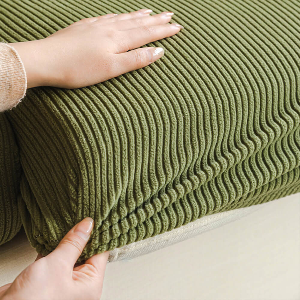 Vertical Stripe Corduroy Anti-Scratch Stretch Full-Cover Sofa Cover