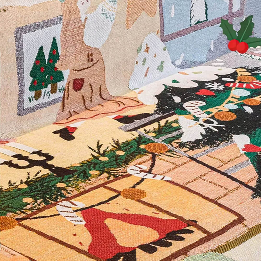 Housse de canapé décorative tricotée en jacquard doux sur le thème de Noël