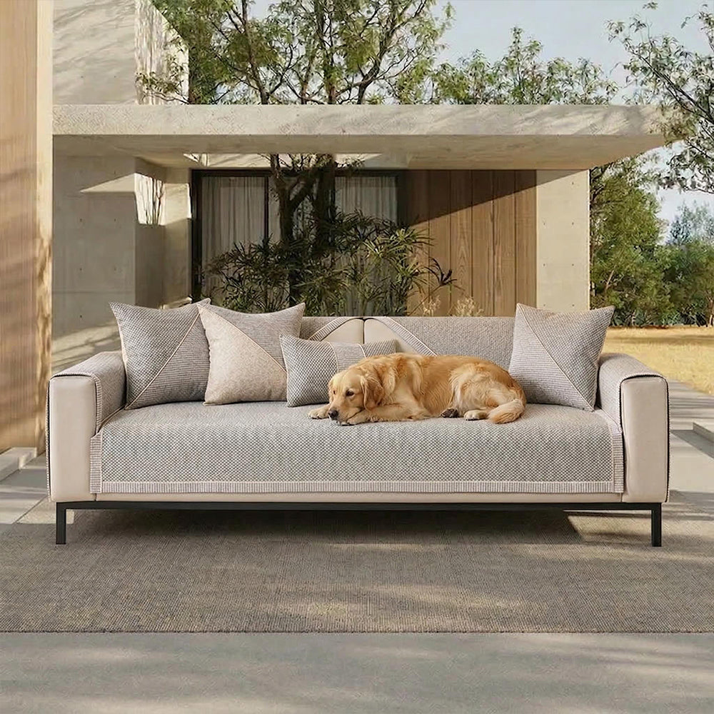 Breathable Woven Cotton Linen Non-Slip Outdoor Sofa Cover