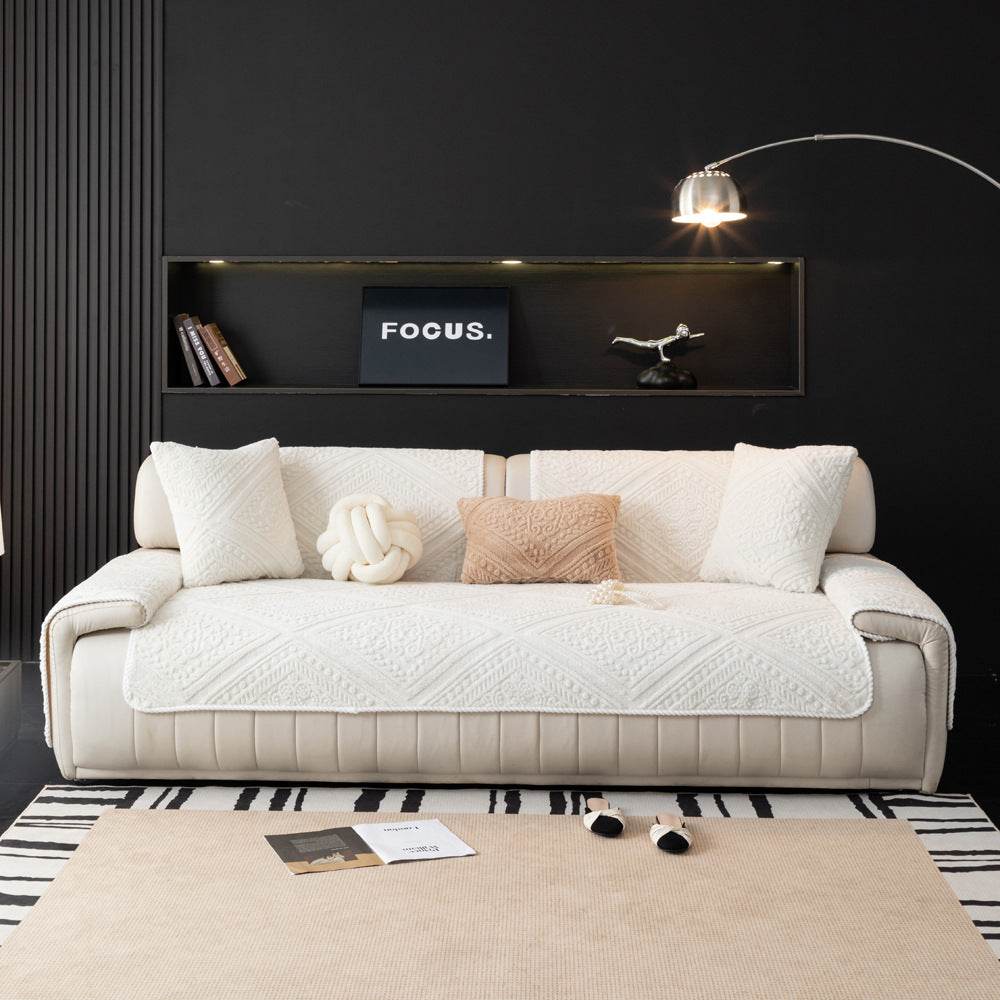 All Season Nordic Style Carved Plush Decorative Non-Slip Sofa Cover