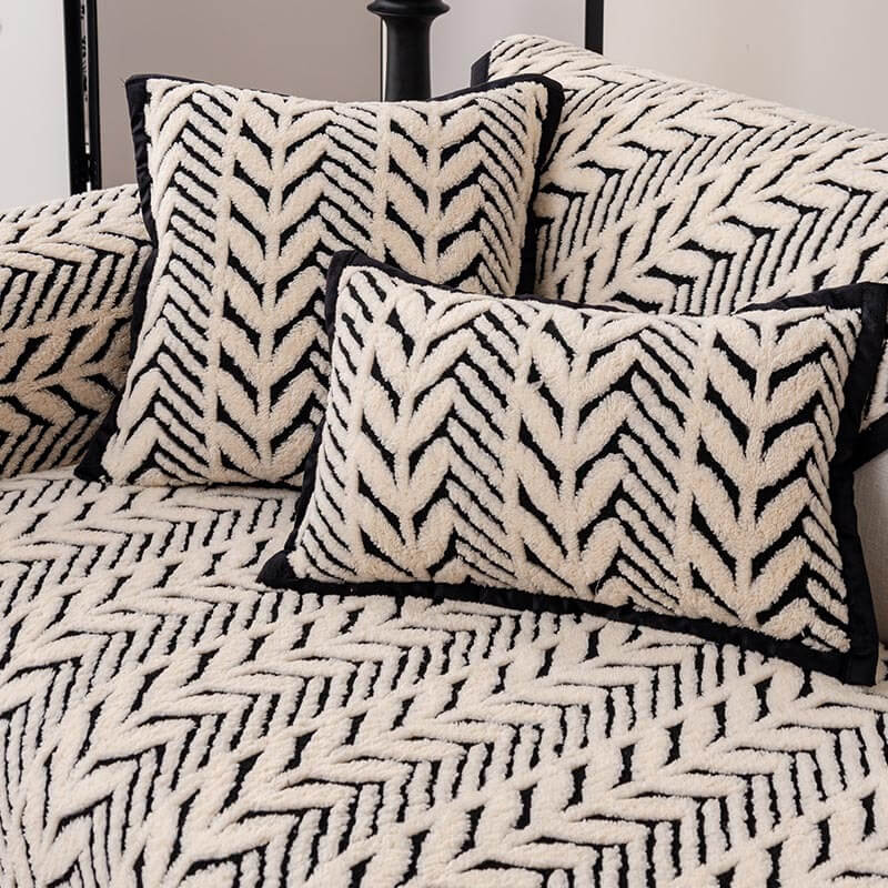 Premium Warm Wheat-Ear Plush Anti-Slip Anti-Scratch Sofa Cover