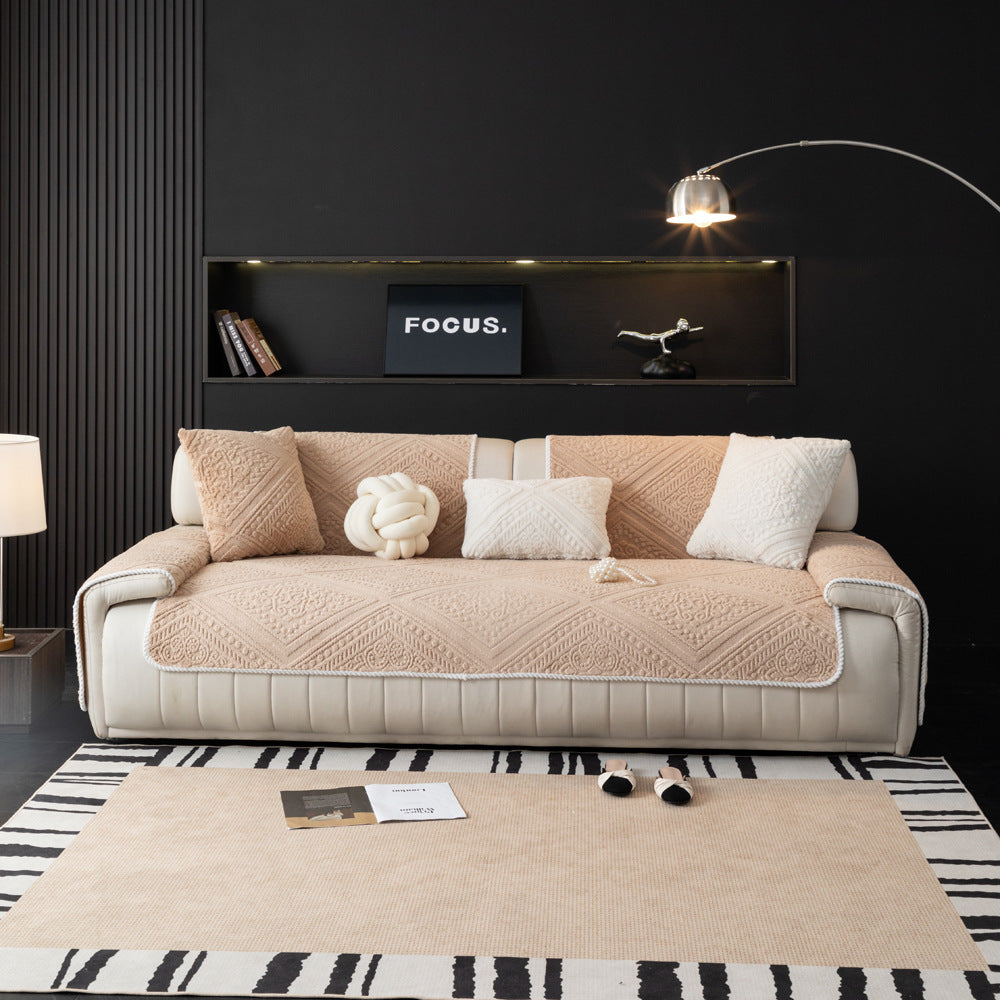 All Season Nordic Style Carved Plush Decorative Non-Slip Sofa Cover