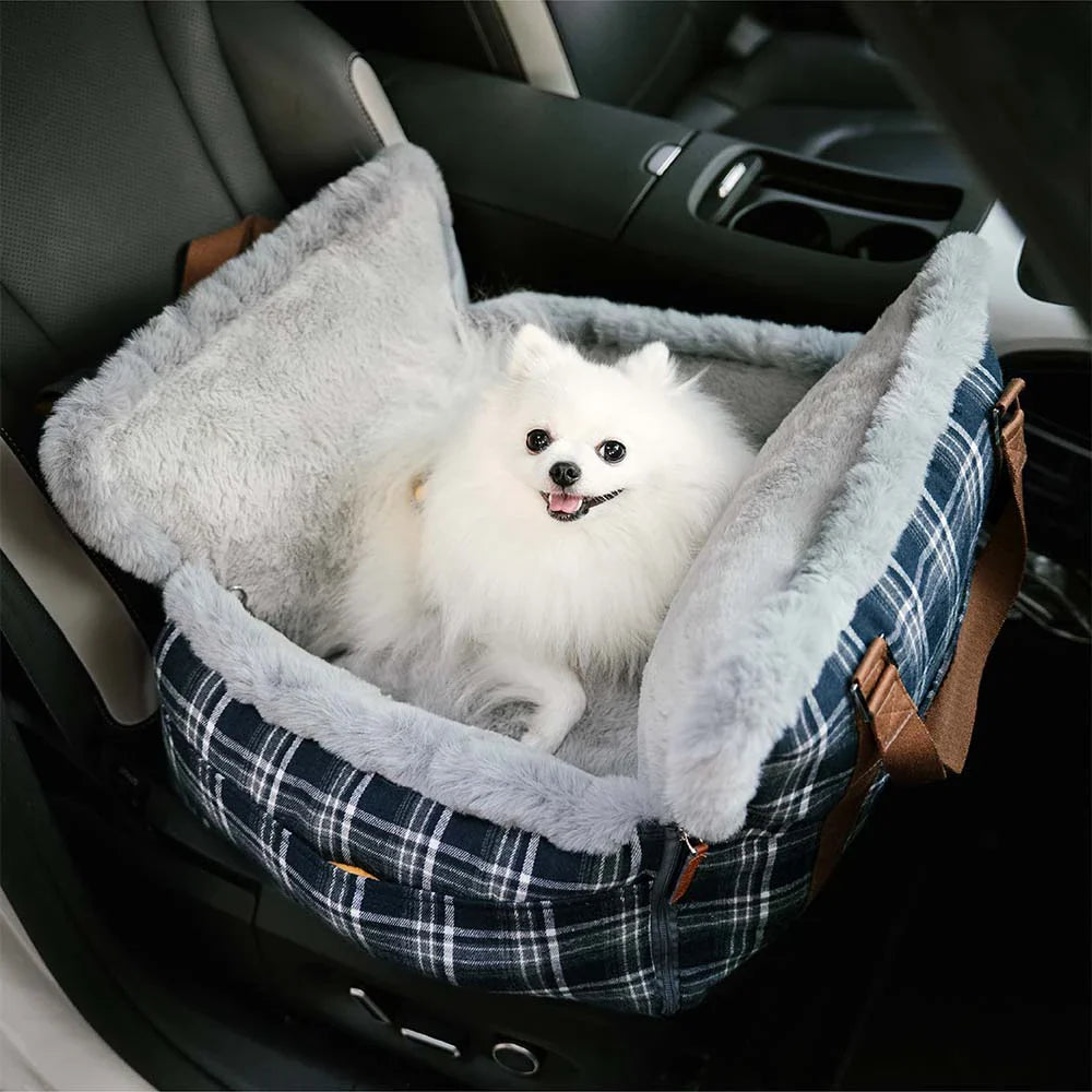 3 in 1 Fluffy Warmth Safe Dog Booster Car Seat Bed - Winter Cruiser