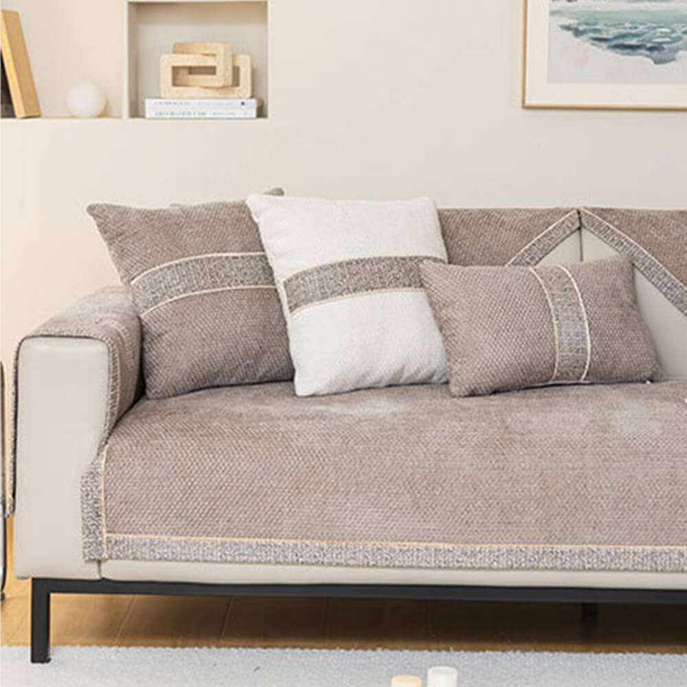 All-Season Modern Tweed Woven Chenille Anti-Slip Outdoor Sofa Cover