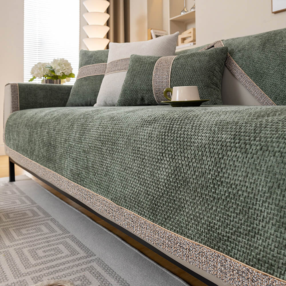 All-Season Modern Tweed Woven Chenille Anti-Slip Outdoor Sofa Cover