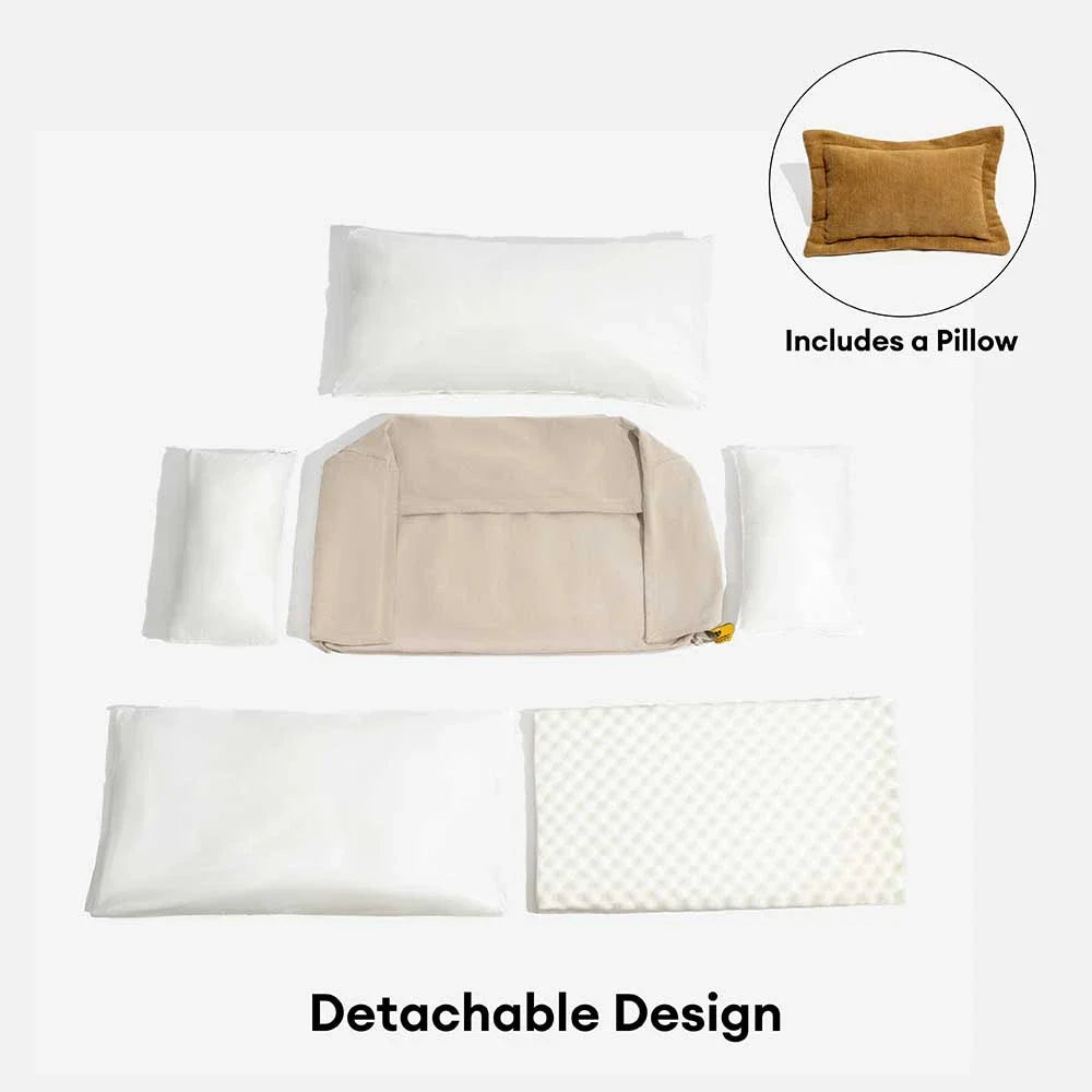 Orthopedic All-season Dual-layer Removable Dog Bed With Pillow - Retro