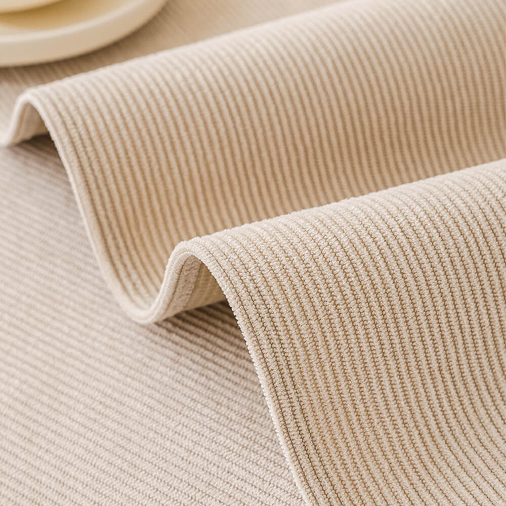 All-Season Water-resistant Anti-Scratch Soft Corduroy Sofa Cover with Pom-Poms