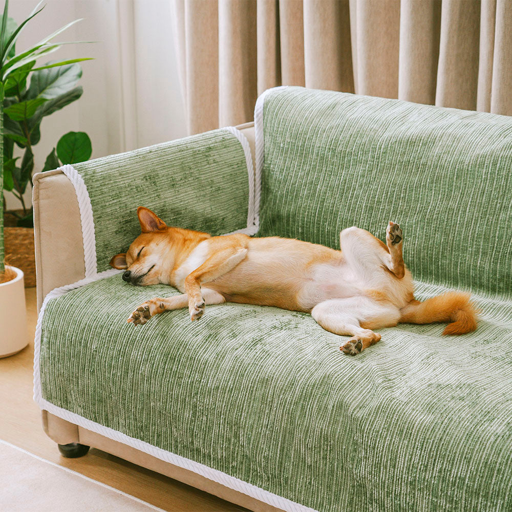 All-Season Anti-Slip Striped Pet Rug Furniture Protector with Armrest Sofa Cover - Keep Still