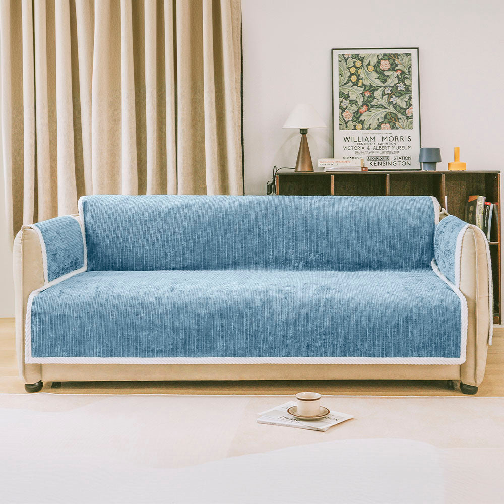 All-Season Anti-Slip Striped Pet Rug Furniture Protector with Armrest Outdoor Sofa Cover - Keep Still