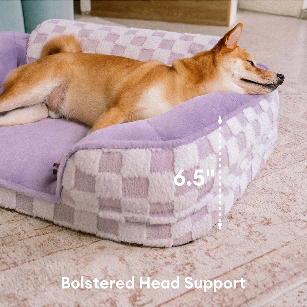 Checkered Fluffy Warm Washable Orthopedic Dog Bolster Bed – CloudNooki