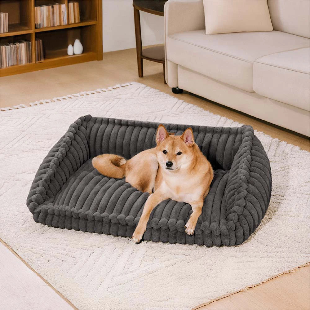 Plush Warmth Removable Orthopedic Wedge Bolster Dog Sofa Bed - CozySlope