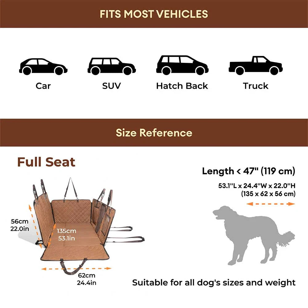 Premium Faux Leather Water-repellent Hammock Dog Car Seat Cover With Mat