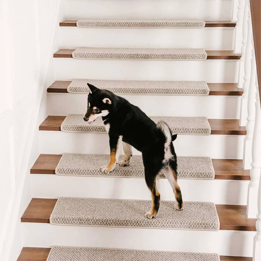 New Zealand Wool Blend Stair Protectors Tape Free Washable Carpet Stair Treads