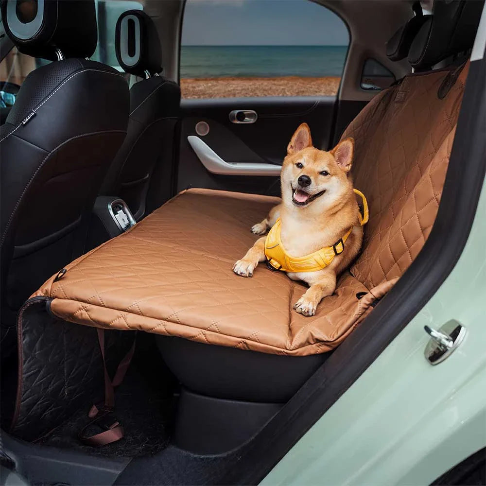 Premium Faux Leather Water-repellent Hammock Dog Car Seat Cover With Mat