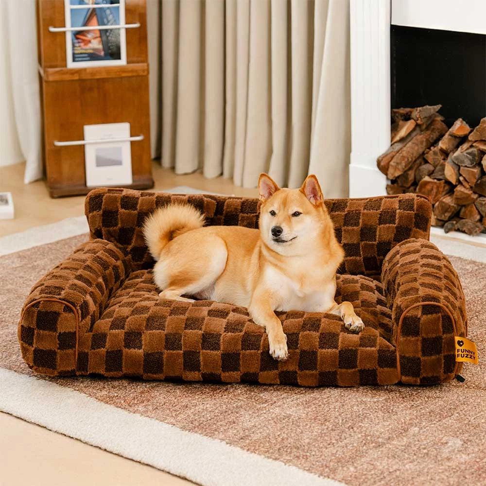 Checkered Fluffy Removable Orthopedic Dog Bolster Bed – CozyNest