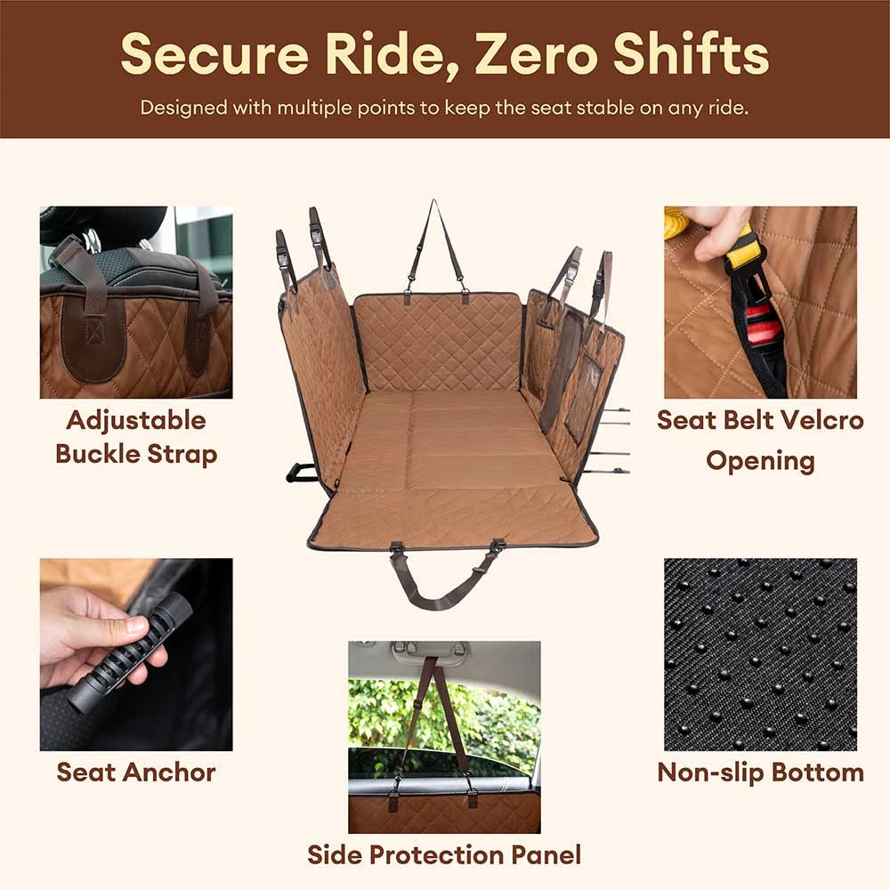 Premium Faux Leather Multi-Use Water-repellent Car Dog Seat Cover With Mat