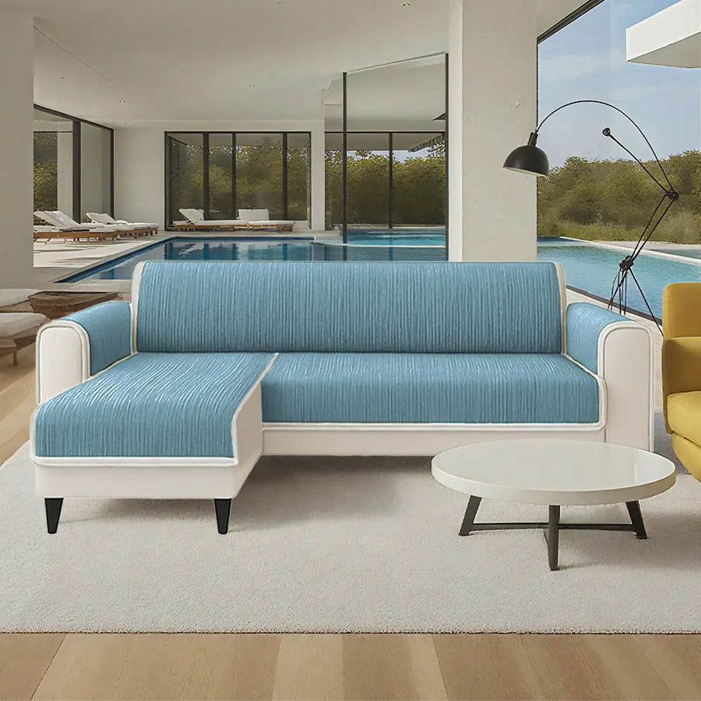 All-Season Anti-Slip Striped Pet Rug Furniture Protector with Armrest Sofa Cover - Keep Still