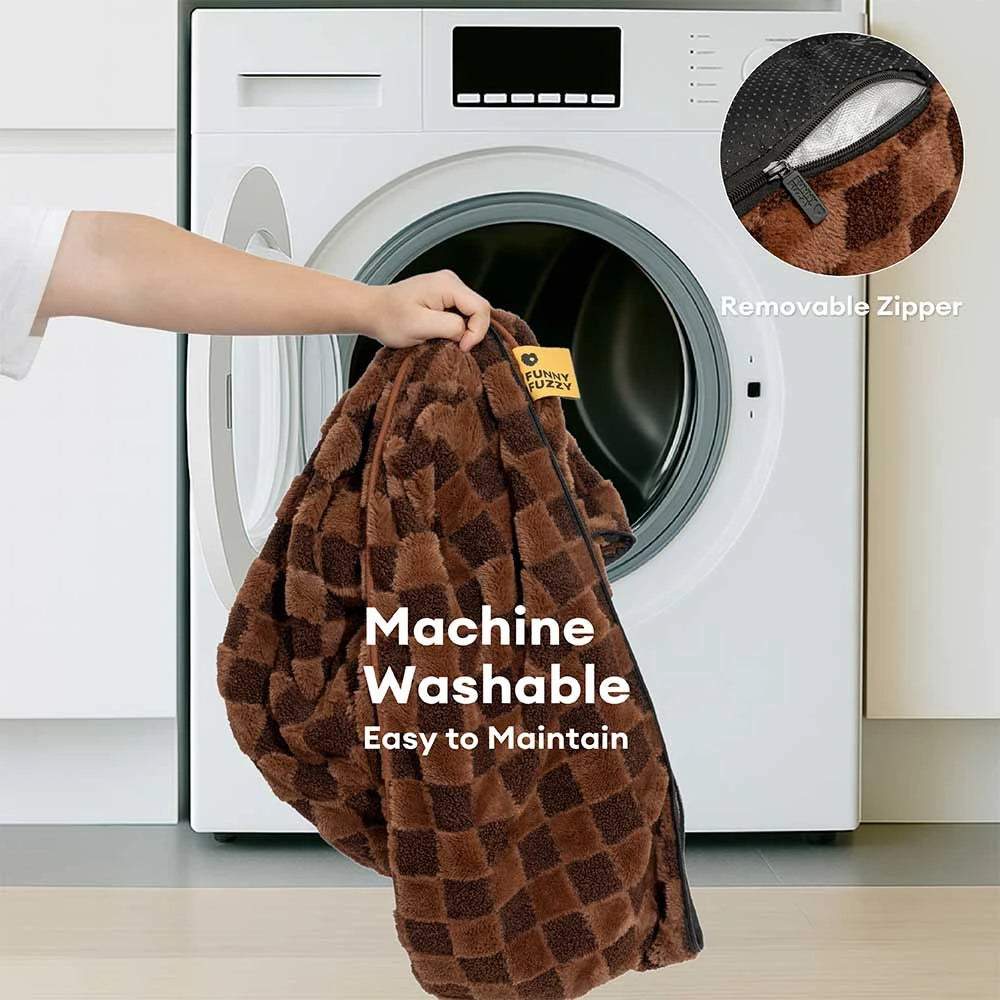 Checkered Fluffy Removable Orthopedic Dog Bolster Bed – CozyNest