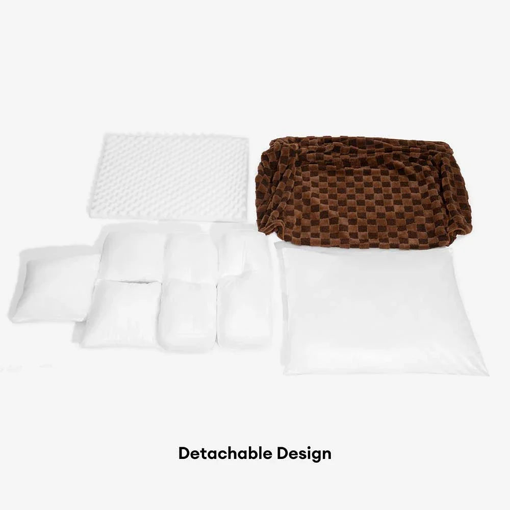 Checkered Fluffy Removable Orthopedic Dog Bolster Bed – CozyNest