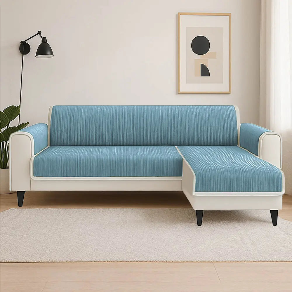 All-Season Anti-Slip Striped Pet Rug Furniture Protector with Armrest Sofa Cover - Keep Still