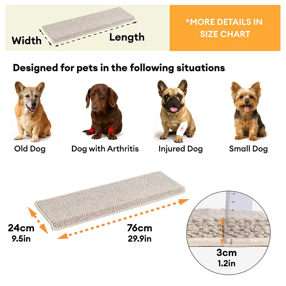 New Zealand Wool Blend Stair Protectors Tape Free Washable Carpet Stair Treads