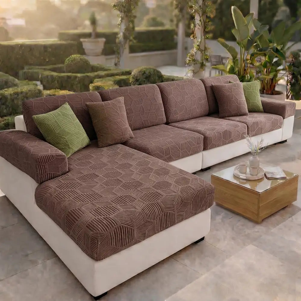 Honeycomb Pattern Water-resistant Stretch Full-Cover Magic Outdoor Sofa Cover
