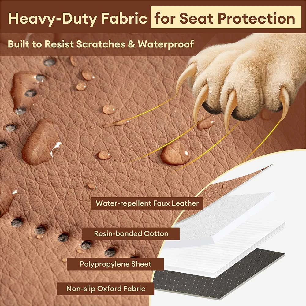 Premium Faux Leather Multi-Use Water-repellent Car Dog Seat Cover With Mat