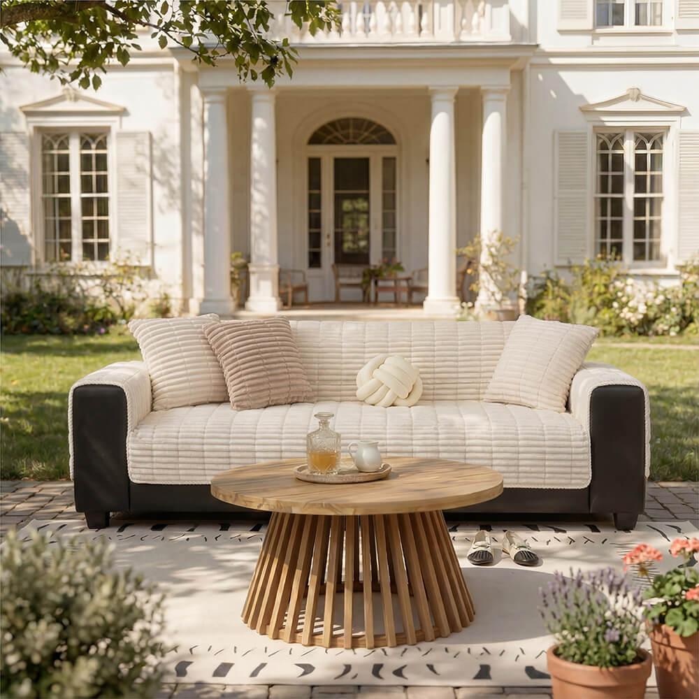 One-Piece Cozy Flannel Sofa Protection Non-Slip Outdoor Sofa Cover
