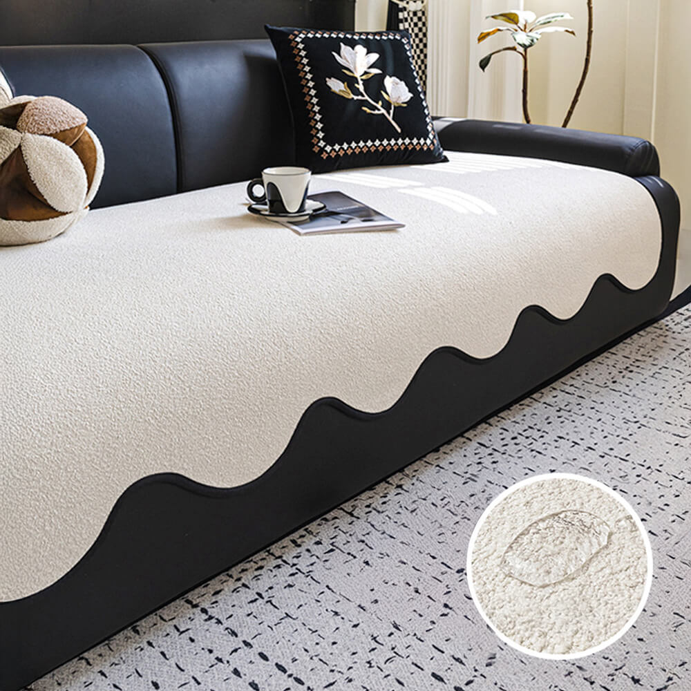 Water-repellent Teddy Fleece Non-Slip Straight Outdoor Sofa Cover