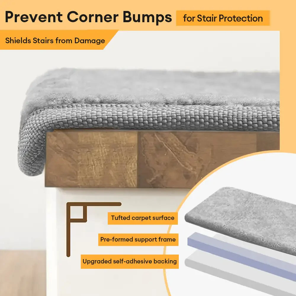 Solid Colour Plush Stair Protectors Non-Slip Tape Free Carpet Stair Treads