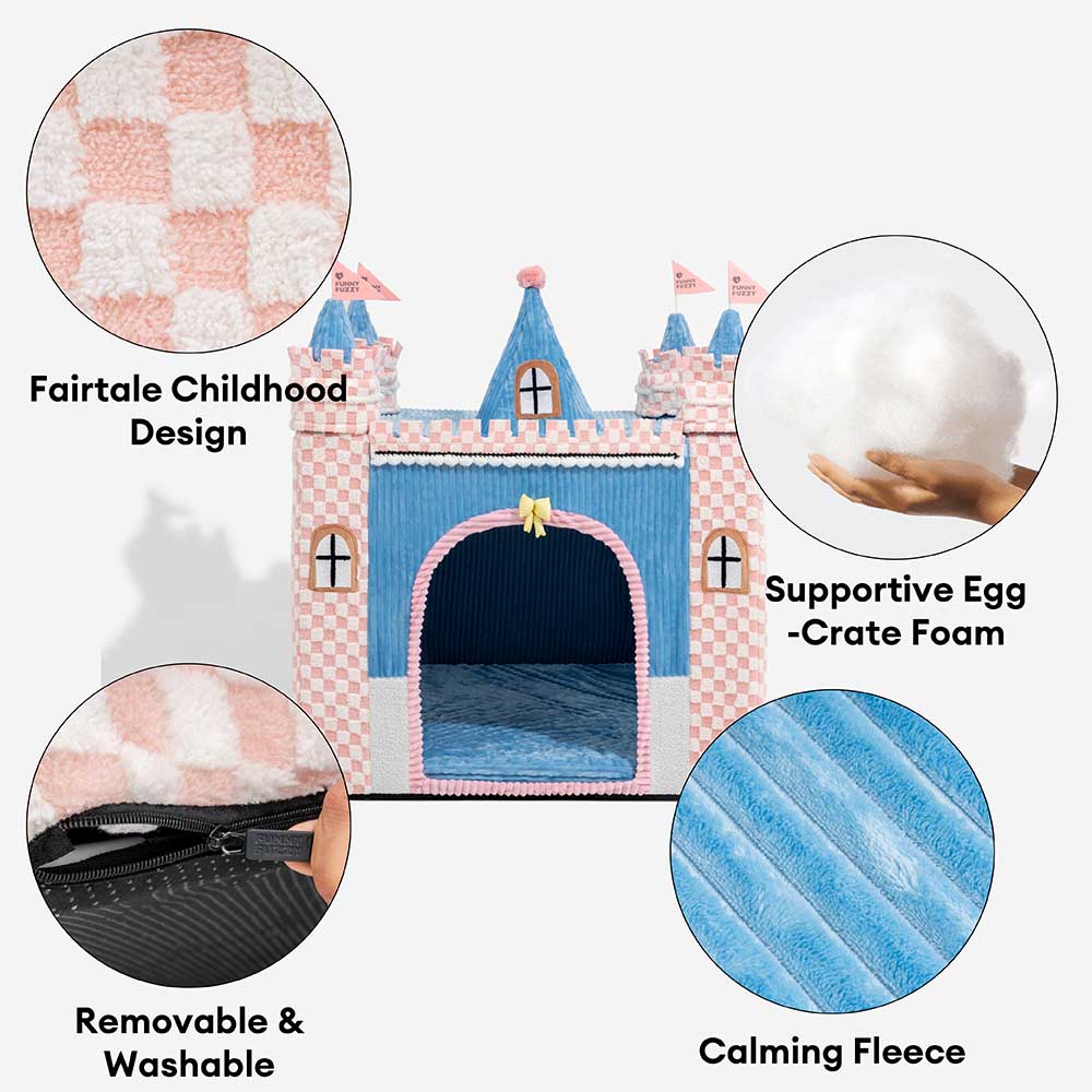 Cozy Orthopedic Kids Indoor Play Castle Bed Dog Tent Bed - Fairytale Dreamland