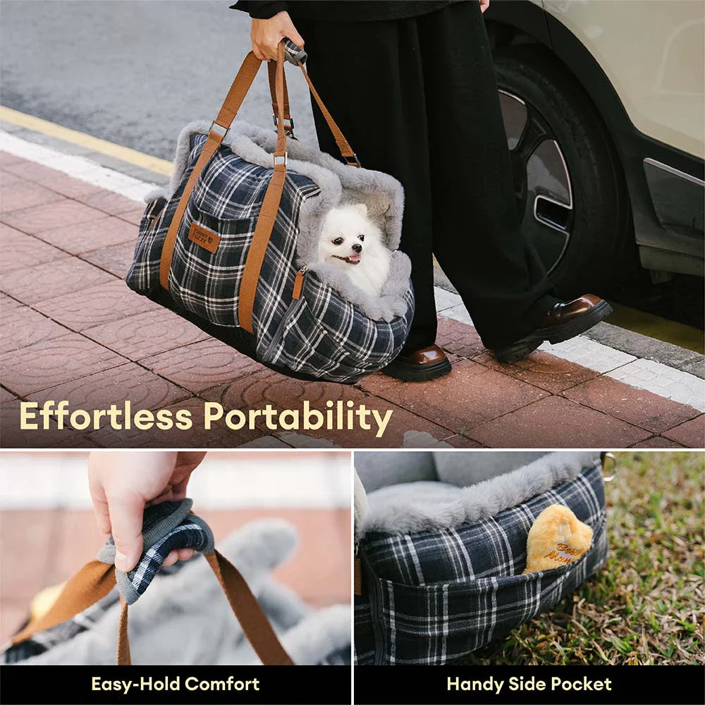 3 in 1 Fluffy Warmth Safe Dog Booster Car Seat Bed - Winter Cruiser