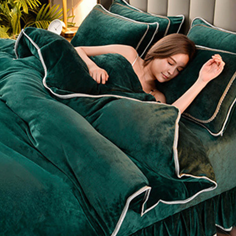 Ensemble de draps de luxe en polaire de lait de couleur unie, très épais et chaud