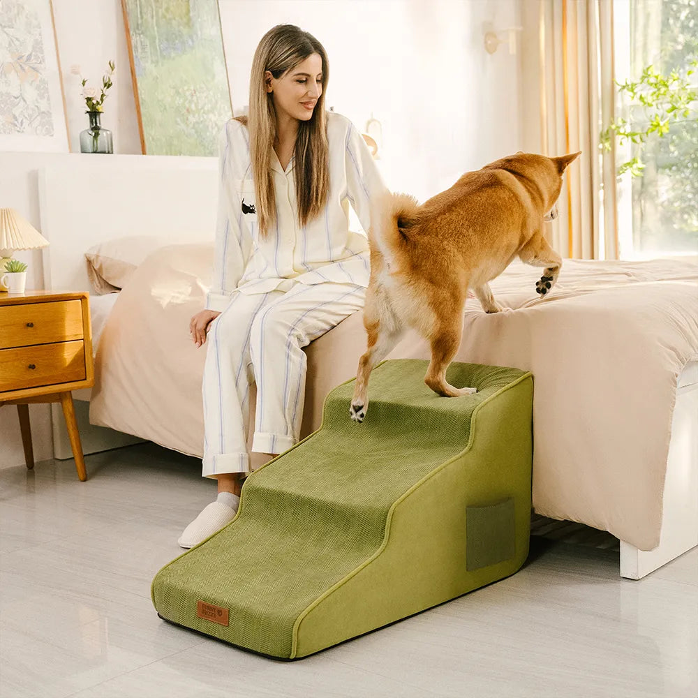 Chenille Extra Wide Non-Slip Removable Sponge Pet Stairs - SafeRamp