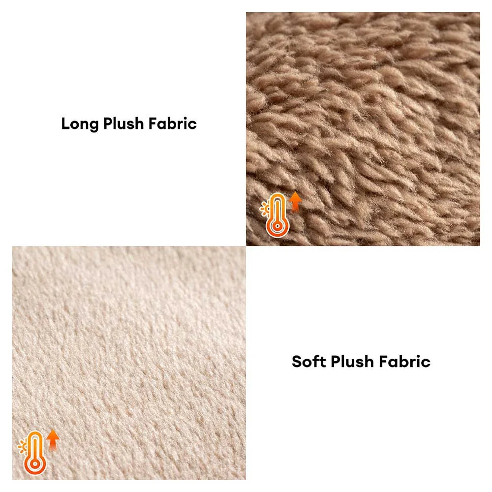 Plush Striped Cave Covered Orthopedic Dog Bed With Pillow - FluffyWarm