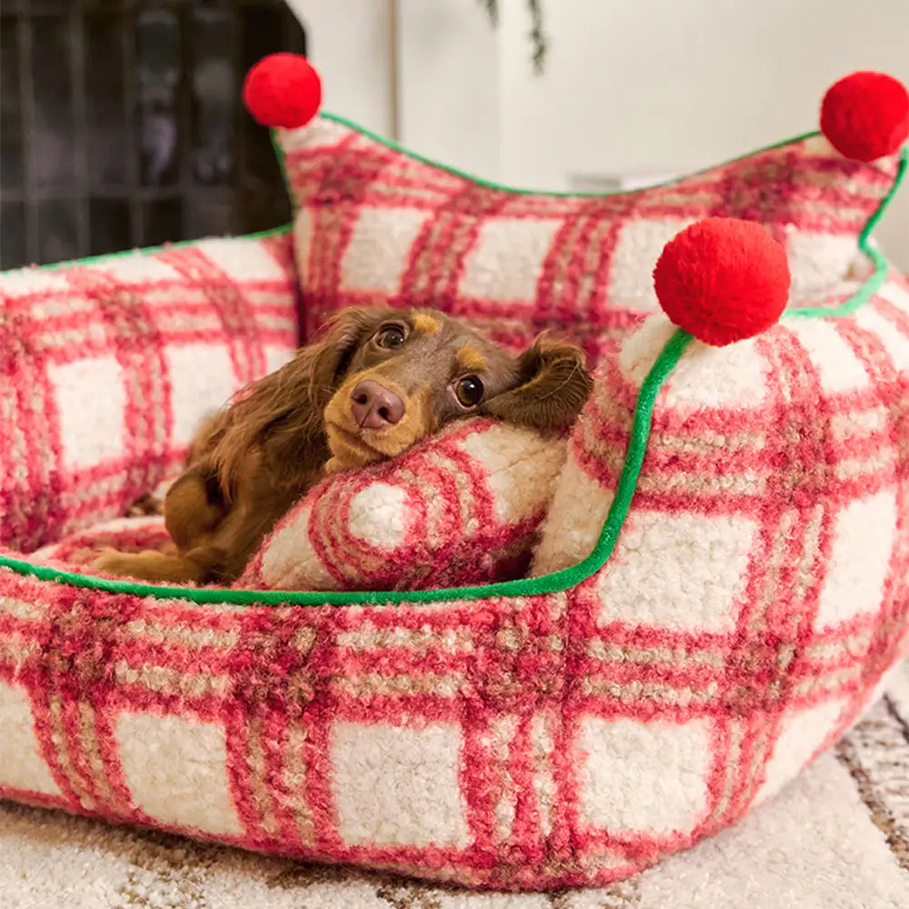 Amusement Park Fashion Plaid Thickened Plush Dog Sofa Bed