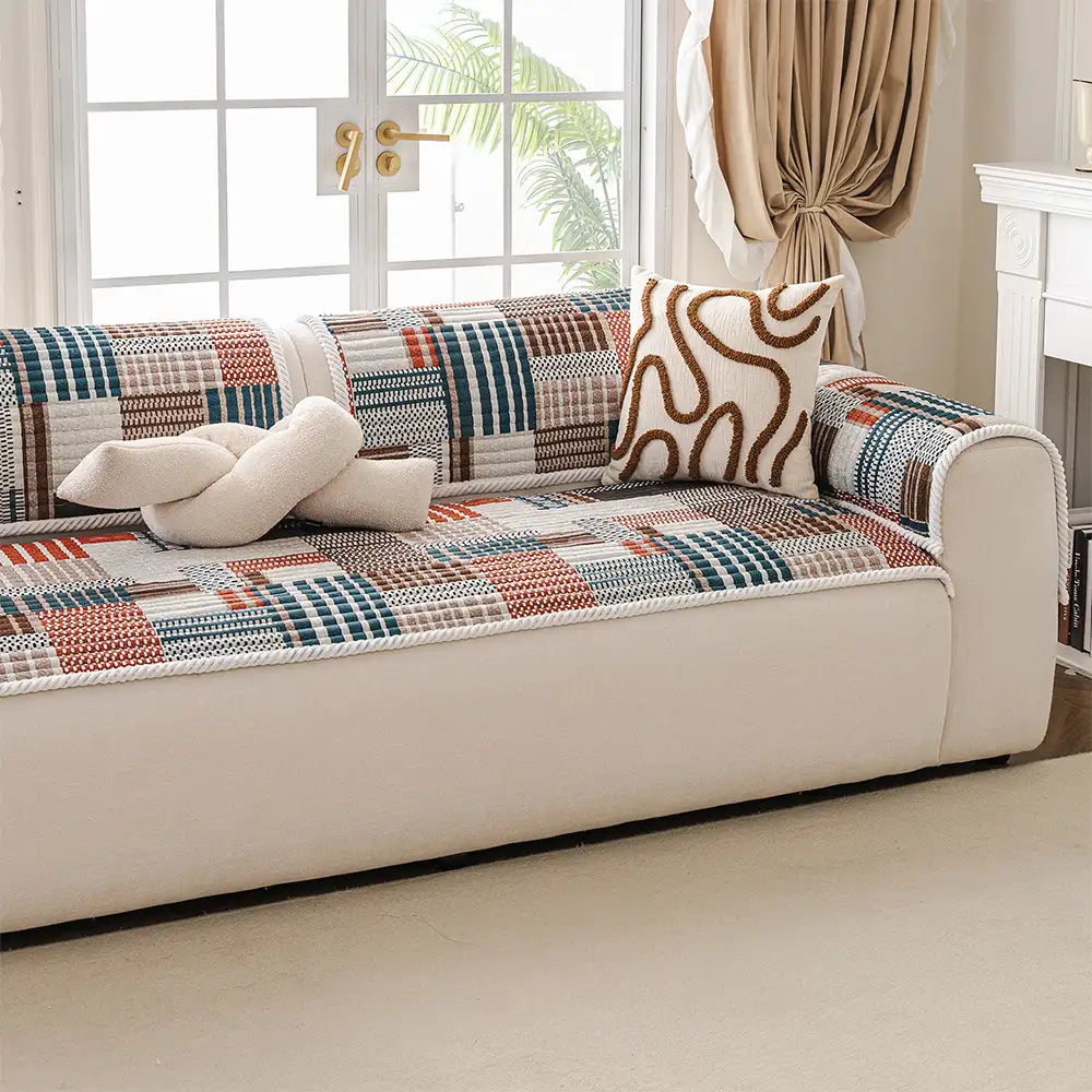 Artistic Line Quilted Comfortable Sofa Protection Non-Slip Sofa Cover