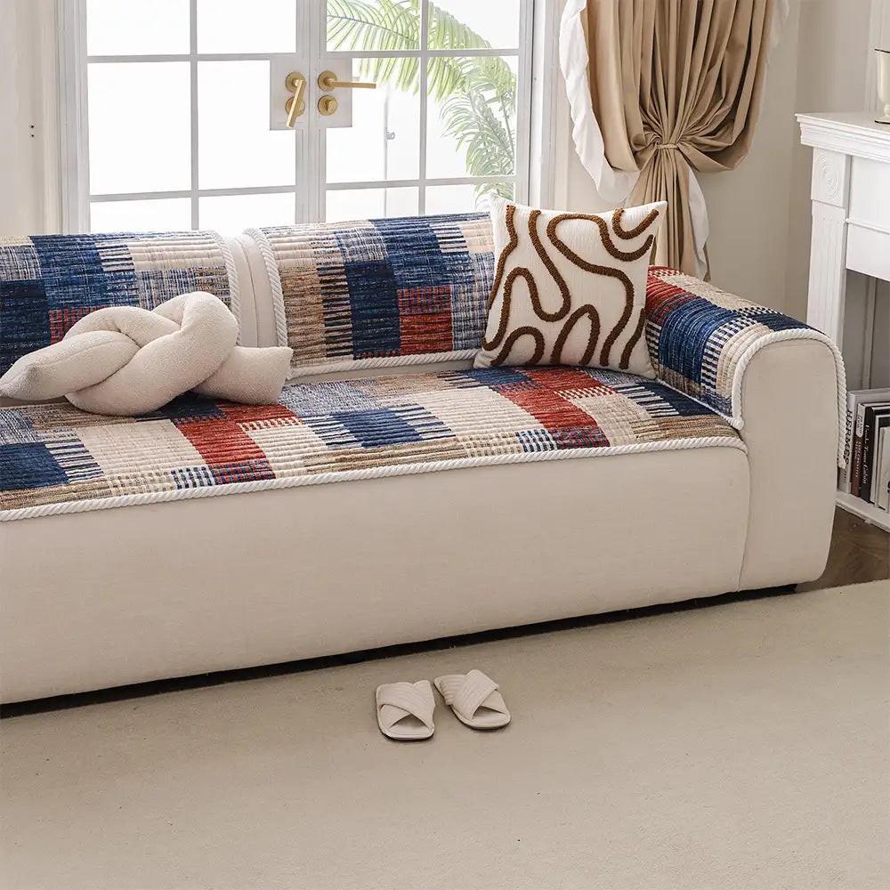 Artistic Line Quilted Comfortable Sofa Protection Non-Slip Sofa Cover