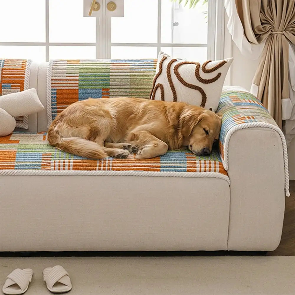 Artistic Line Quilted Comfortable Sofa Protection Non-Slip Sofa Cover
