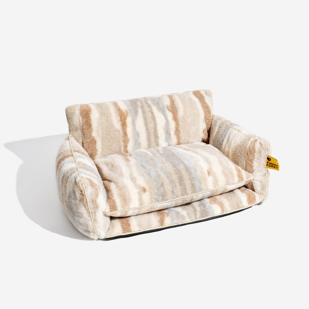 Trendy Striped Faux Lambswool Double Layer Dog & Cat Sofa Bed - Outdoor