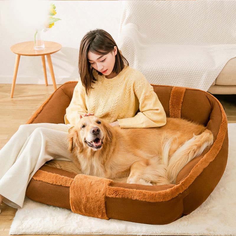 Vintage Large Cozy Calming Sofa Dog Bed - FUNNYFUZZY