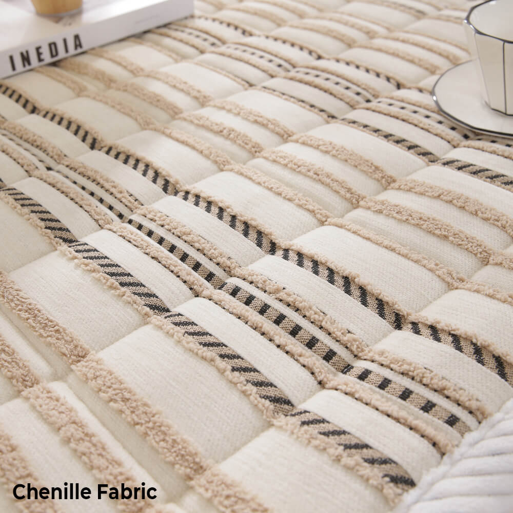 Cozy Chenille Striped Plush Sofa Protector Pet Mat Non-slip Sofa Cover