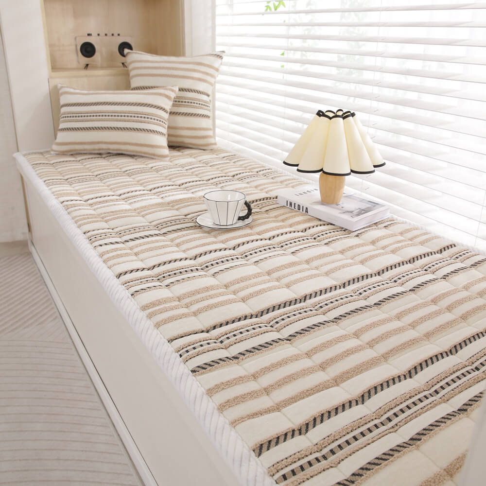 Cozy Chenille Striped Plush Sofa Protector Pet Mat Non-slip Sofa Cover