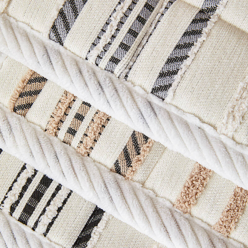 Cozy Chenille Striped Plush Sofa Protector Pet Mat Non-slip Sofa Cover