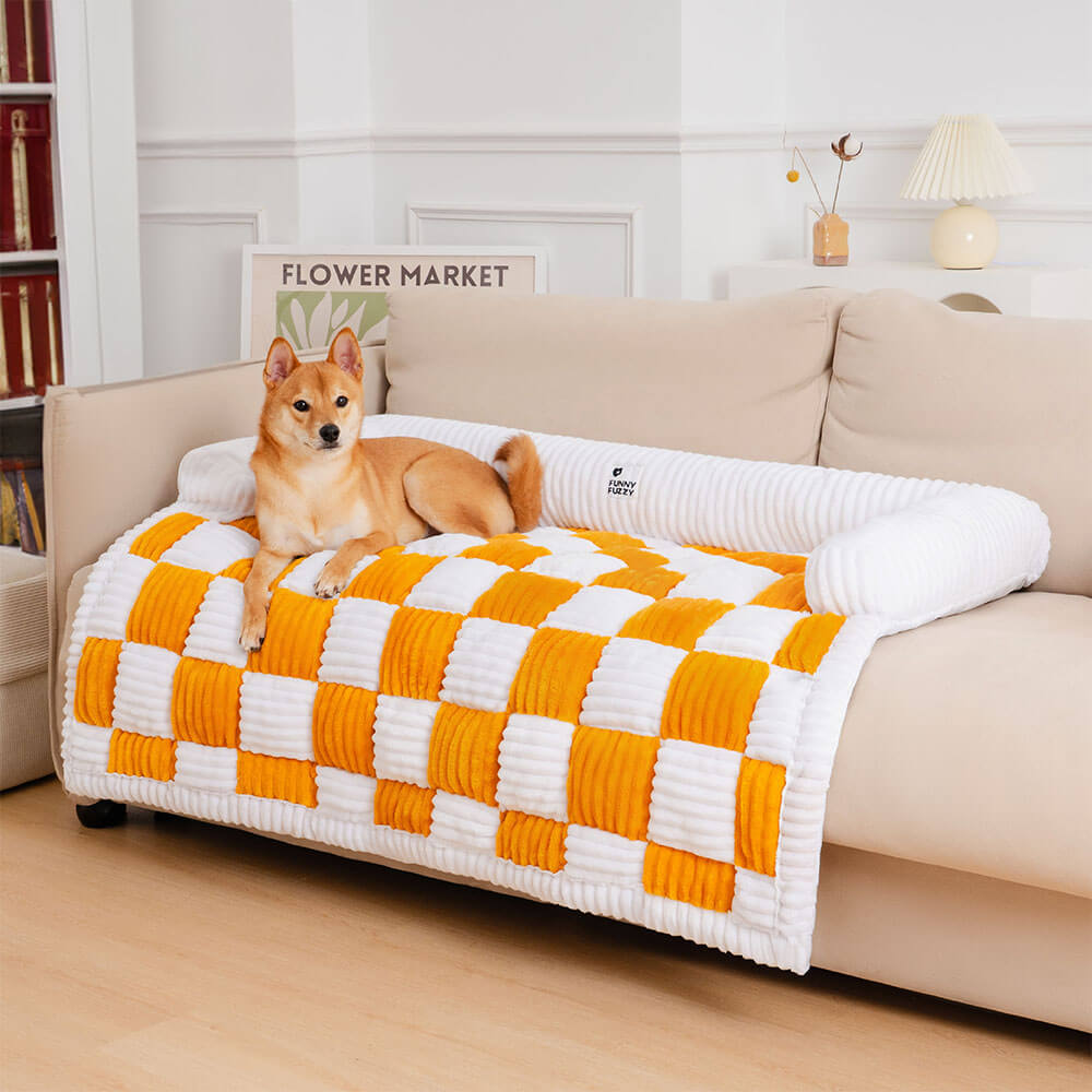 Cozy Plaid Patchwork Pet Mat Furniture Protector Sofa Cover