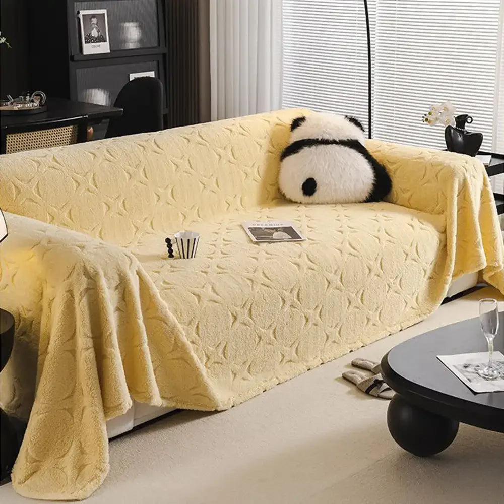 Cream Textured Jacquard Design Sofa Decorative Throw Sofa Cover