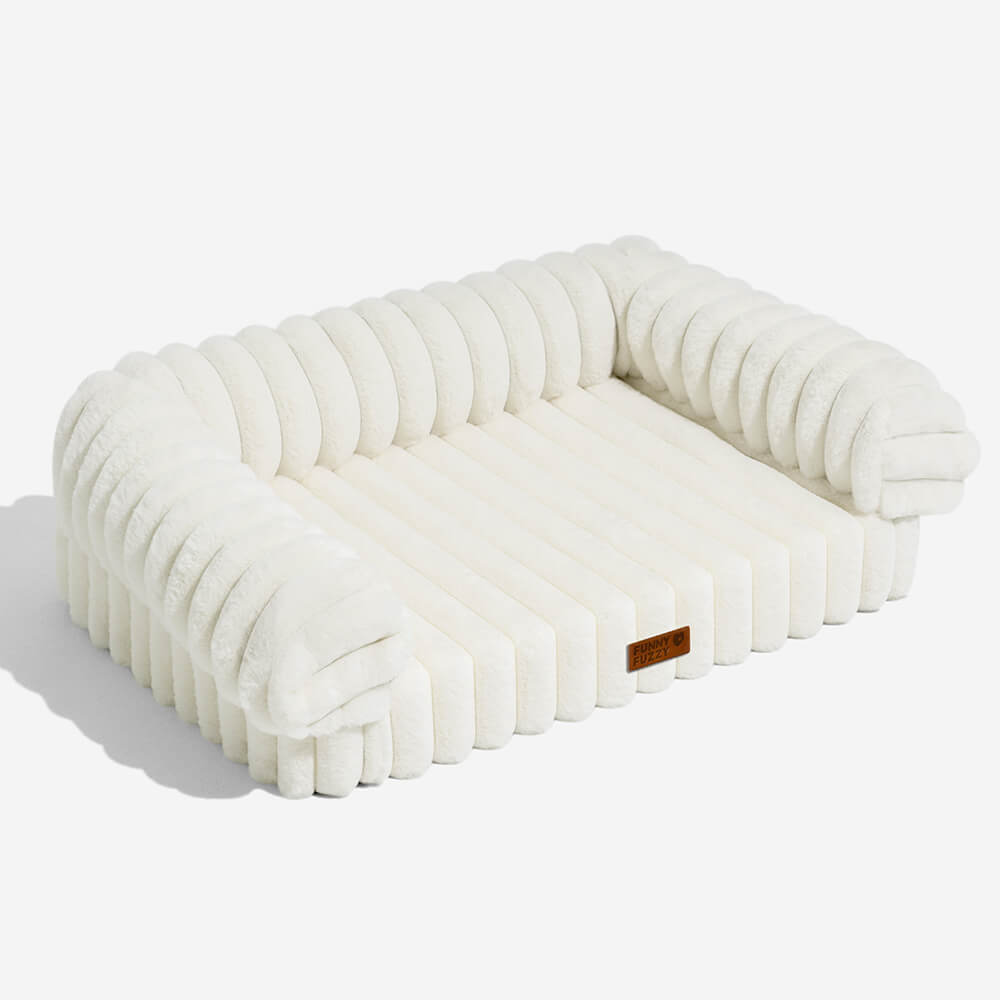 Canapé-lit orthopédique pour chien et chat, confort moelleux, crème