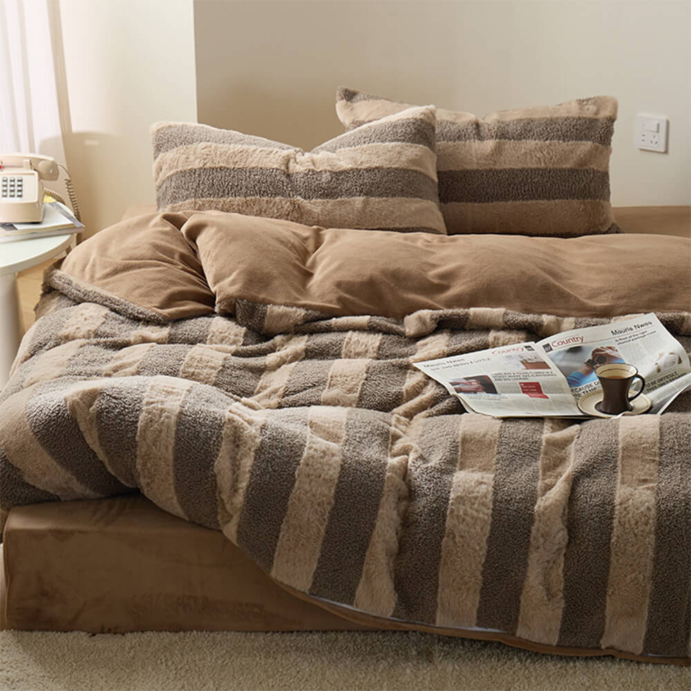 Ensemble de draps à rayures confortables double face