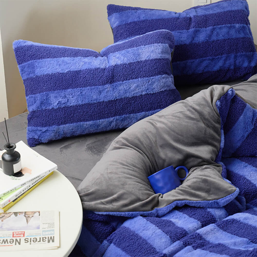 Ensemble de draps à rayures confortables double face