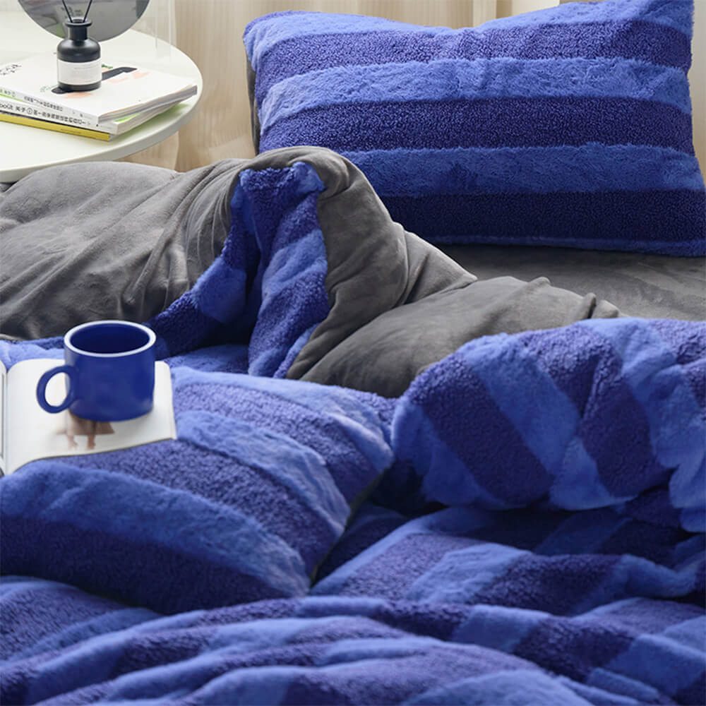 Ensemble de draps à rayures confortables double face